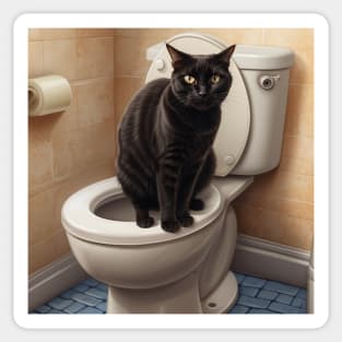 Black Cat Taking A Poop Sticker